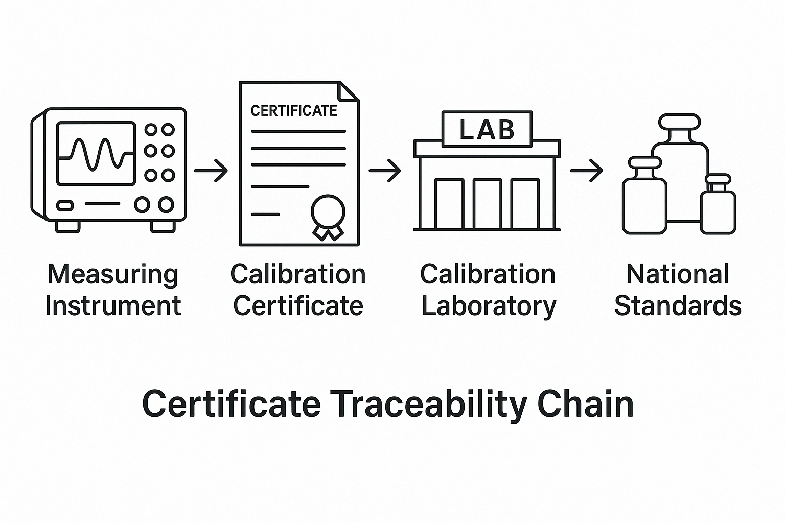 Hierarchical Diagram of Metrological Traceability Chain—Transfer of Calibration Certificates from International Standards to Working Standards (Image Source: Zero Instrument)