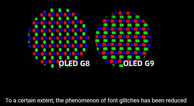 Samsung QD-OLED panel pixel structure—Sub-pixel arrangement affects uniformity performance (Image Source: TFTCentral)
