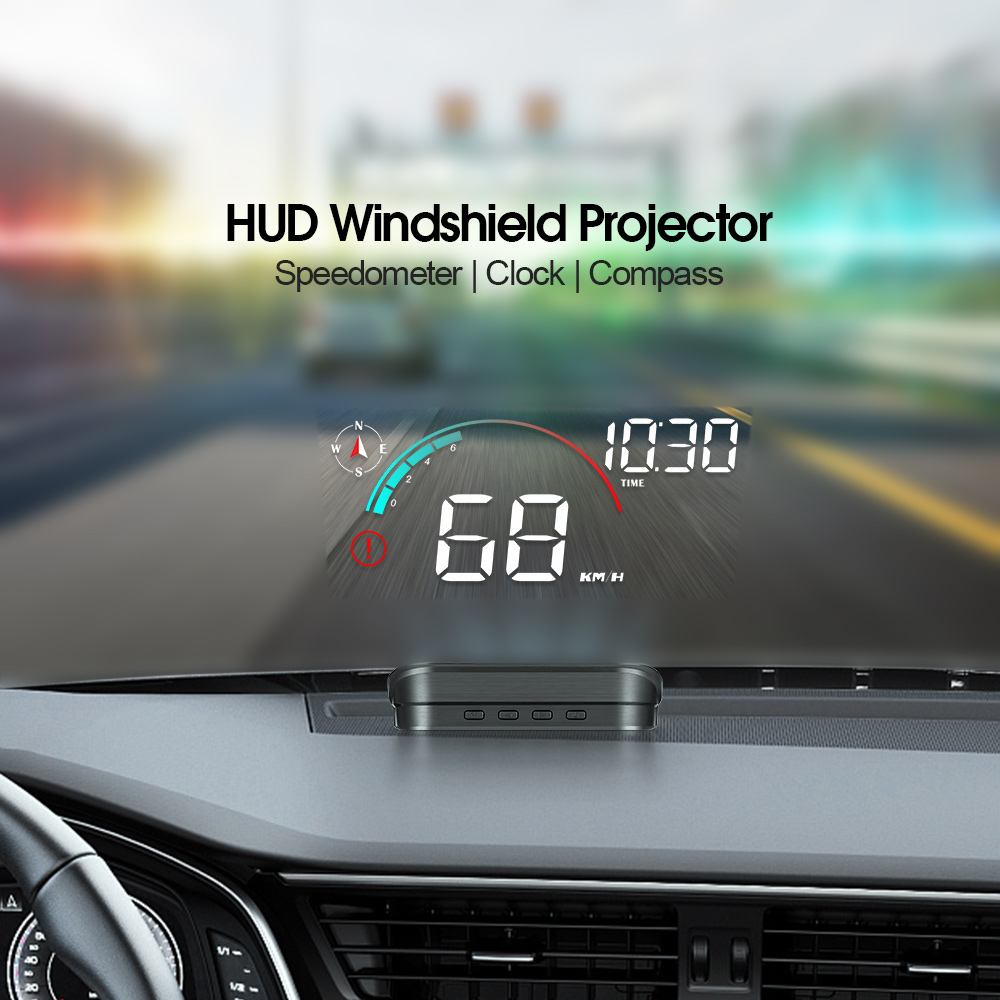 Automotive HUD system projecting information such as speed onto the windshield (Image Source: Shopee)