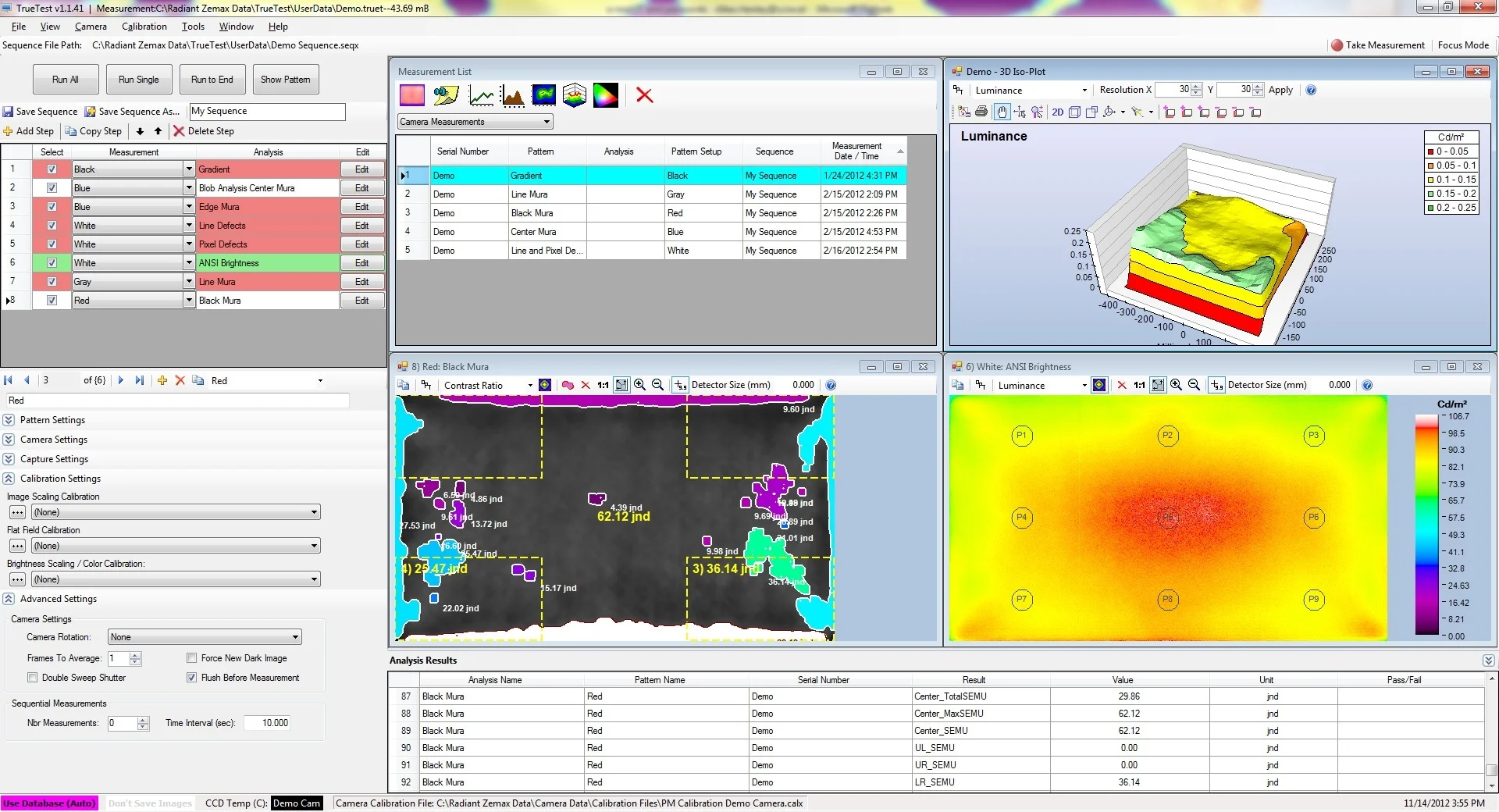 Radiant Vision Systems TrueTest automated visual inspection software interface—A typical representative of imaging colorimeter companion software (Image Source: Radiant Vision Systems / AzoOptics)